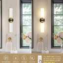 Emak Modern 22 Inch Bathroom Light Fixtures Over Mirror, Black Gold Vanity Lights with Milk Glass Shade, 2-Light Wall Sconce for Bathroom, Bedroom, Hallway, VL085-BKBGD-ML-2