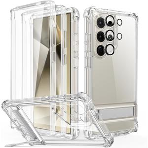 ESR for Samsung Galaxy S24 Ultra Armor Series Case, Full Body Protection Front Cover with Screen Protector and Extra Protective Front Frame, 3 Kickstand Modes, Military-Grade Protection, Clear