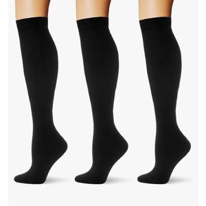 (3 pairs) Compression Socks 20-30 mmHg Long Knee High Socks for Women Men Support Athletic Travel Daily Wear Large/X-Large