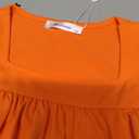 Arshiner Girls Shirts Short Sleeve Square Neck Summer Lace Openwork Pleated Tops Blouse Tunic (Orange) 130