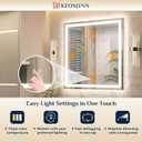 Keonjinn LED Mirror for Bathroom 48 x 30 Inch, Frontlit & Backlit Bathroom Vanity Mirror with 3 Color Lights, Lighted Bathroom Mirror with Anti-Fog, HD Tempered Glass, UL-Listed LED Driver, CRI90+
