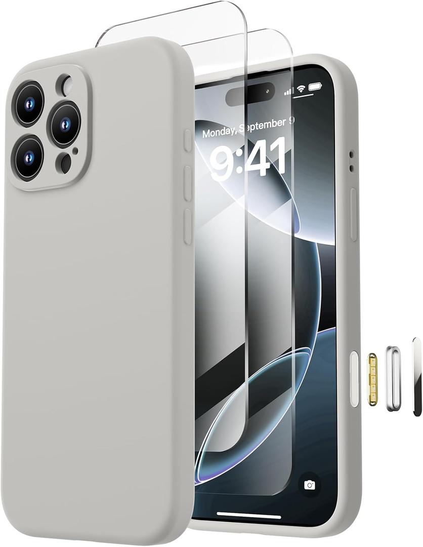 Magnetic for iPhone 16 Pro Case, Compatible with MagSafe, with 9H Nano Screen Protectors, Full Camera Protection, Silicone Shockproof Microfiber Lining Phone Case 6.3", Natural Titanium
