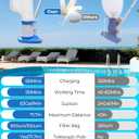 Pool Leaf Vacuum with 71.7in Telescopic Pole, 83GPM Powerful Suction, Rechargeable Cordless Pool Skimmer with 90Mins Runtime for Inground & Above Ground Pools, Pool Vacuum for Debris and Leaves