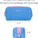 Sylune Knitty Bag  Blue Quilted Makeup Bag for Women, Lightweight Waterproof Cosmetic Organizer, Soft Nylon Travel Pouch, Elegant Gift Choice