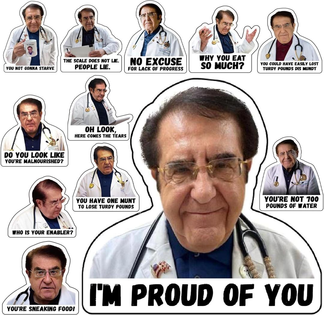 Officially Licensed Dr. Now Magnets  12 Pack Funny Dr. Nowzaradan Fridge Magnets, 3"  3" Strong Magnets, Motivational Diet Helper for Refrigerator & Car - Black Text