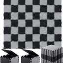Shihanee Foam Floor Baby Tiles Foam Floor Mats Play Mats Bulk with Borders Interlocking for Kids Baby Playroom Nursery Gym (Black, Gray, 64ft)