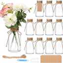 5 Pack Glass Flower Vases with Rope,Brajttt Vintage Bud Vases in Bulk,Mason Jars for Centerpieces,Flower Vase for Centerpieces and Tag for Weddings,Home Decor & DIY Projects (some were broken, glass hazard in box)
