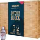 Bamboo Cutting Board, 15.7 x 10.2 Inch (ExtraThick 1.7") Hardwood Butcher Block, Charcuterie Board, Non Toxic End Grain Wood Chopping Board with Juice Groove & Handles (Oil & Plate Included)