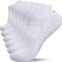 Lapulas Athletic Running Ankle Socks, Low Cut Cushioned Anti-Blister Tab Sports Socks Men Women 6Pairs (White, L)