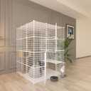 Indoor Cat Cage Enclosure DIY, Cat Playpen Catio Thick Metal Wire Kennels for 1-3 Cats Kitten Cage Detachable Patio Cat Crate (White, 41" L x 41" W x 55" H)