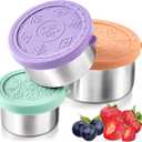 Everusely - Stainless Steel Food Containers - 3 Pack, Bright - Lunch Box - Snack Containers for Office, Home Food Storage - Leakproof with Silicone Lids - Dishwasher & Freezer Safe