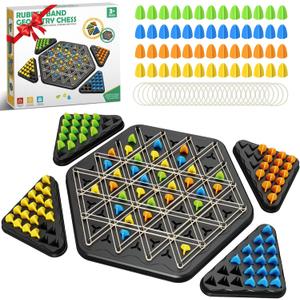 Triangle Chain Strategy Board Game: Portable Chain Triangle Chess Game for Family Game Night, Travel & Party Fun, 2-4 Players Christmas Toy for Kids & Adults