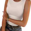 ANRABESS Womens Sleeveless High Neck Tank Tops Fashion Summer Casual Basic Slim Fit Ribbed Racerback Top Shirt Clothes (Medium, Apricot)