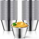 Artcome 55 Pack Stainless Steel Condiment Sauce Cups Great for Dipping and Portion Cups, 2.5 oz