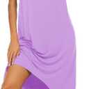 Ekouaer Nightgowns Womens Short Sleeve Sleepwear Comfy Loungewear Plus Size Night Shirt S-3XL (Large, B-light Purple)
