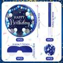 Sinmoe Birthday Piata with Stick Blindfold and Confetti Large Piata for Adult Men Women Birthday Party Supplies Decoration Wedding Anniversary(Blue and Silver)
