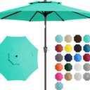 JEAREY 10' 2-Tiers Patio Umbrellas Outdoor Table Market Umbrella w/Push Button Tilt/Crank, 8 Sturdy Ribs, UV Protection Waterproof Sunproof, (Aqua Sky) (10FT)
