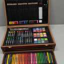 Collections Etc 140 Piece Art Set with Wooden Carrying Case