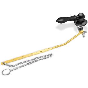 Boltigen Universal Toilet Flush Handle, Front Mount Lever, Fit Most Tanks, Zinc Alloy Black with Gasket and Flapper Chain