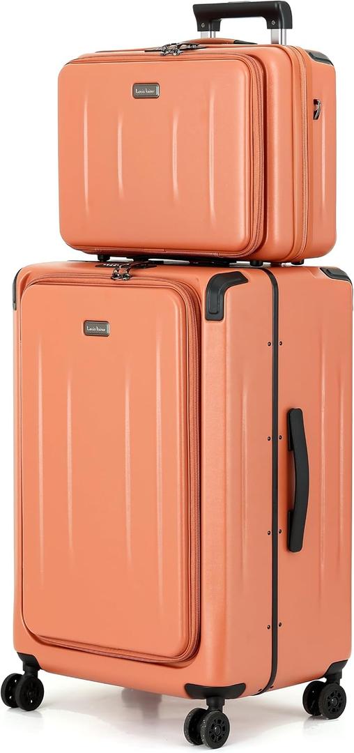 Top Opening Luggage, 16Inch & 25 Inch Airline Approved ABS+PC Hard Shell Suitcases with Silent Wheels, TSA Lock,Front Pocket and Wet-dry Separated Six-piece Set(AD Orange)