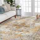 RUUGME Washable 5x7 Area Rugs - Large Rugs for Living Room Stain Resistant Carpet Vintage Tribal Rugs for Bedroom with Non Slip Backing Home Decor Floor Decoration Mat (5x7 Yellow)