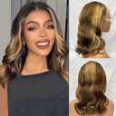 Honey Blonde Bob Wig Human Hair 14 Inch 13x4 Body Wave 4/27 Highlight Ombre HD Lace Front Wigs Human Hair Pre Plucked Glueless Lace Frontal Bob Wigs 