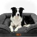 Spotted Play Orthopedic Dog Bed with Sides - Sofa Beds for Large Dogs, Supportive Foam Pet Couch Bed with Washable Removable Cover, Waterproof Lining and Non-Slip Bottom, Dark Grey - L 35.0"L x 25.0"W x 6.5"Th