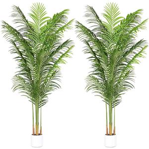 ProDeco Artificial Palm Tree for Home Decor Indoor 6.6Ft Large Tall Fake Plants Faux Tropical Areca Palm Silk Floor Plant in Pot Living Room Office Garden Decoration Housewarming Gift (2, 6.6 Feet)