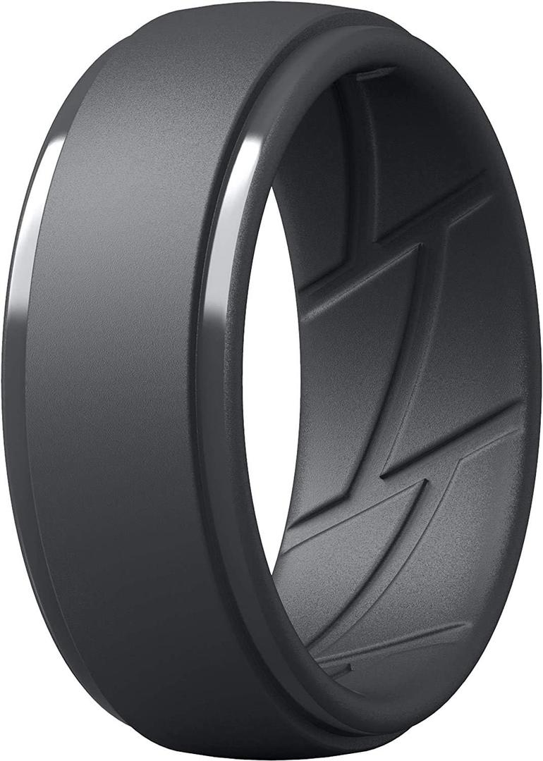 ThunderFit Men's Silicone Rings 10mm Wide 2.5mm Thick Rubber Bands, Breathable, Variety Multipack 1-10 (Pack ZM: Dark Grey)