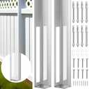 Hicarer 2 Sets 5" x 5" x 48" Vinyl Fence Concrete Post Heavy Duty Fence Post for Vinyl Newel Posts Mount Tower with Mounting Kit - Galvanized Steel, 300 lbs Load Capacity