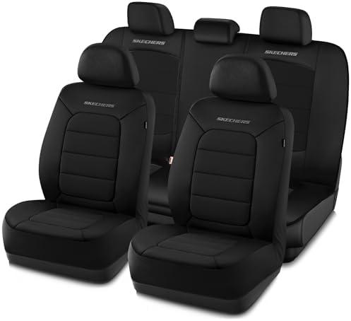 Skechers Memory Foam Car Seat Covers, Thick Cool Touch Fabric Seat Covers, car seat Protector Full Set, Airbag Compatible, Automotive Comfort Protection for Most Cars, Vans, Trucks, SUV, Black
