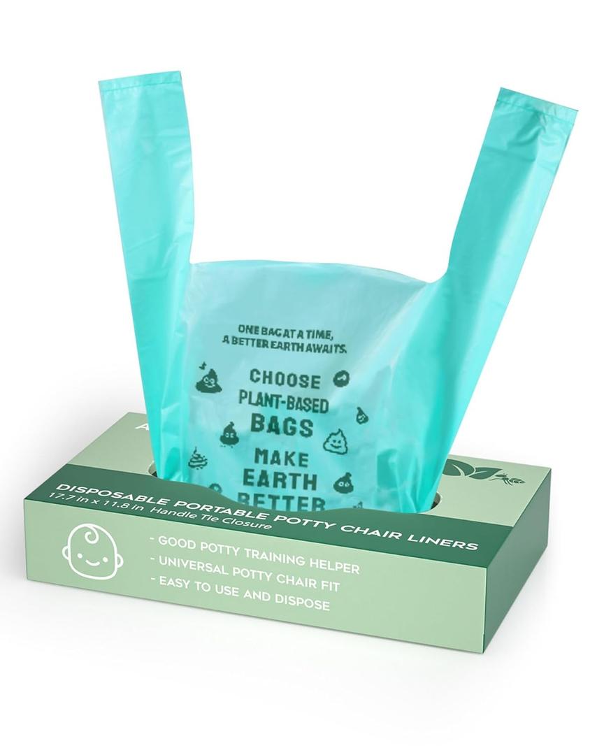 AYOTEE Compostable Disposable Potty Liners for Toddlers - 2 Gallon 100 Counts Portable Potty Training Bags, Compatible Bedside Commode Liners, Toilet Bags for Kids