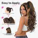 REECHO Ponytail Extension, 24" Claw Clip in Ponytail Extensions Long Curly Wavy Ponytail Hair Extension Jaw Clip on Pony Tails Hairpiece for Women - Medium Blonde with Blonde Highlights
