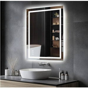 Amorho LED Mirror for Bathroom 28X20 Inch with Backlight and Front Lit, Fogless Mirror for Wall Mounted, Dimmable, 3 Colors, Memory