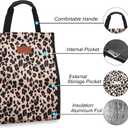 Lunch Bags for Women Insulated Reusable Lunch Tote with Internal Pocket, Lunch Tote Bag For Work (Leopard)