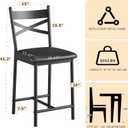 GarveeHome 26in Bar Stools Set of 2, BarStools with Back, Support 300LBS Black Barstools with Padded Seat,Thick Upholstered Cushion, Dining Chairs for Kitchen Island, Bar, Dining Room