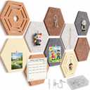 10 Pcs Hexagon Bulletin Board,11.8x10.23x0.47inch Self-Adhesive Felt Bulletin Board Tiles Pinboard Boho Home Office Wall Decor Pin Display Boards for Vision Photo Memo (40 Push Pins,10 Clips,10 Hooks)