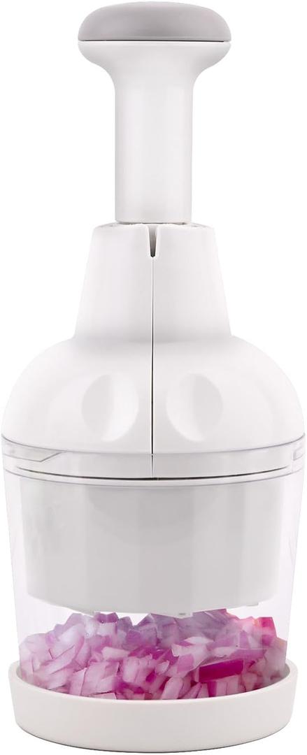 Vegetable Chopper, Food Chopper Manual Hand, Onion, Salad, Garlic, Nut & Veggie Cutter, Dishwasher Safe, White