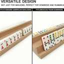Beech Wood Mahjong Racks with Pushers, Premium Hardwood Tile Holders in Natural Finish, 17.3 Inch Durable Trays Set of 4 for American Mahjong & Dominoes, Smooth Surface Game Accessories(Natural)