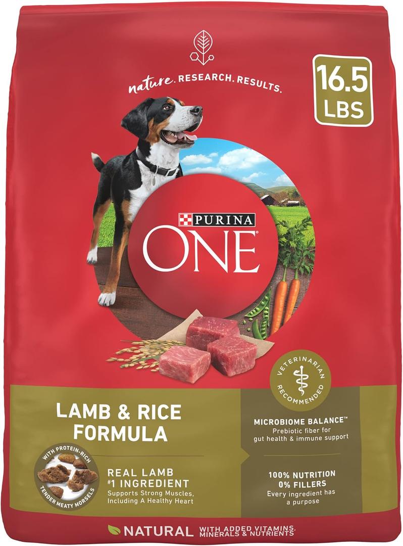 Purina ONE Dry Dog Food Lamb and Rice Formula - 16.5 lb. Bag (EXP 11/01/27)