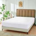 Biscaynebay Decorative Box Spring Cover King & Cal King Size, White Luxurious Jersey Knitting Stretchy Wrap Around 4 Sides Bed Skirt for Home/Hotels, Easy Fit Wrinkle & Fade Free Machine Washable