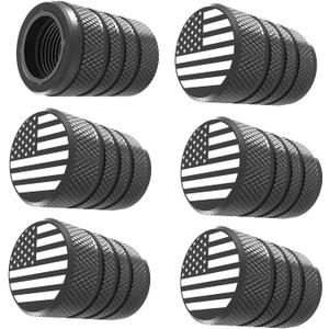 4 x Tire Valve Stem Caps, Black, 6 pcs/Pack, Anodized Aluminum Tire Valve Cap Set, Corrosion Resistant, Universal Stem Covers for Cars Trucks Motorcycles SUVs and Bikes (Black)