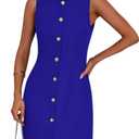 PRETTYGARDEN Work Dresses for Women 2026 Summer Business Formal Short Dress Sleeveless Button Down Elegant Office Outfits, M