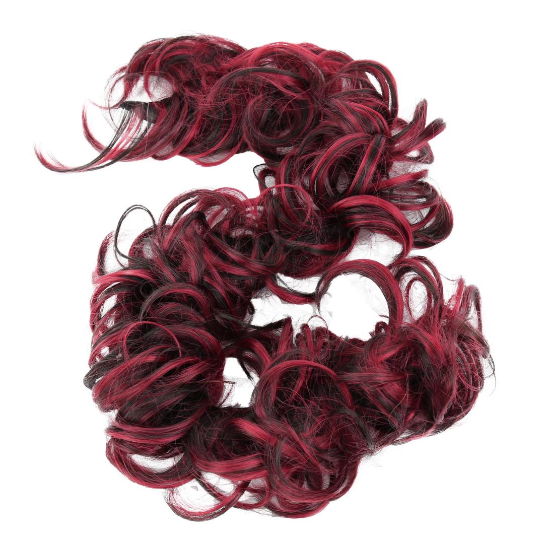 CAISHA Hairpiece Hair Wrap Heat-resistant Synthetic Fibres Curly Messy Updo Red Dark Brown Mix HW41