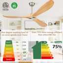 60 Ceiling Fans Without Lights, Wood Ceiling Fan with Remote Control No Light, Outdoor Propeller Ceiling Fan with 3 Blades,Brushed Nickel Outdoor Ceiling Fans for Patios (Nature Wood)