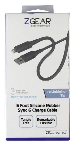 ZGEAR 6FT Silicone USB-A to Lightning 8-pin Cable - Gray
