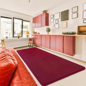 HOMORE 2x6 Hallway Runner Rug for Bedroom,Burgundy Rug Washable Area Rug Low Pile Living Room Kitchen Nursery Decor,Non Slip Thickened Memory Foam Area Rug for Dorm Hallway Indoor Home Decor