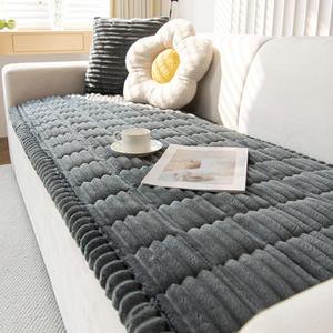 Couch Cover Sofa,Non-Slip Sofa Protector with Ultra-Soft Quilted Fabric,Washable Cushion Cover for 3 Cushion Couch,Sofa Pad Blanket Furniture for Living Room Or Bedroom(Dark Gray,28x60 in)