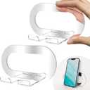 Daily Treasures 2Pcs Mirror Wall Phone Holder, Adhesive Wall Mount Cell Phone Stand Acrylic Phone Wall Mount for Bathroom Kitchen Shower Dorm Mirrors Glass, Compatible with iPhone iPad Cell Phone