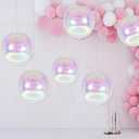22 inch Iridescent Transparent Rainbow Cube Diamond Round Foil Balloons, for Birthday, Wedding, Party Decorations (4D Round (6 pcs))
